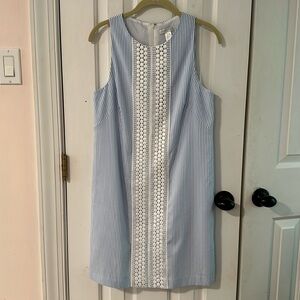 London Times Blue and White Striped Seersucker Dress Size 6
